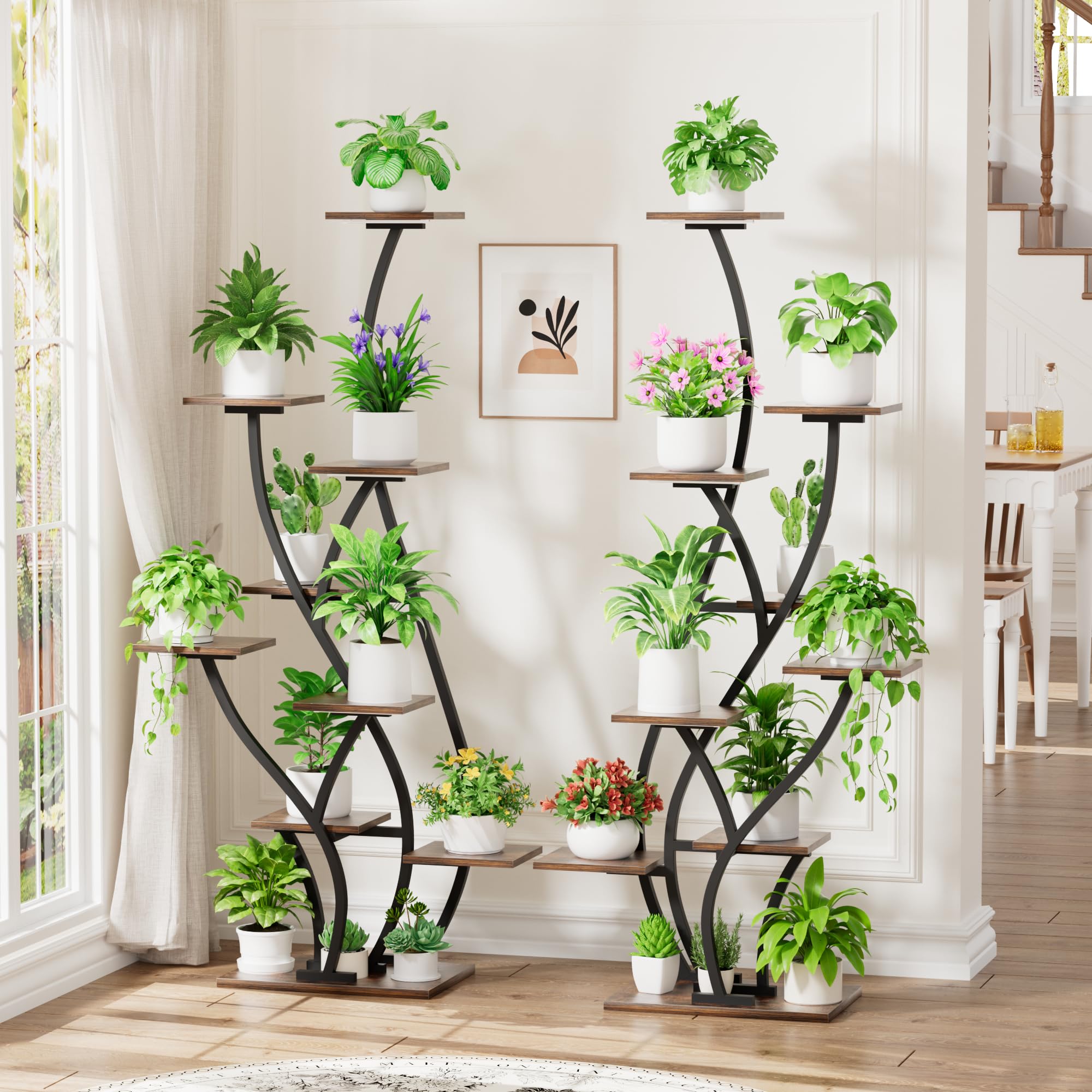 Indoor Plant Stand with Grow Light, 9-Tier, Set of 2