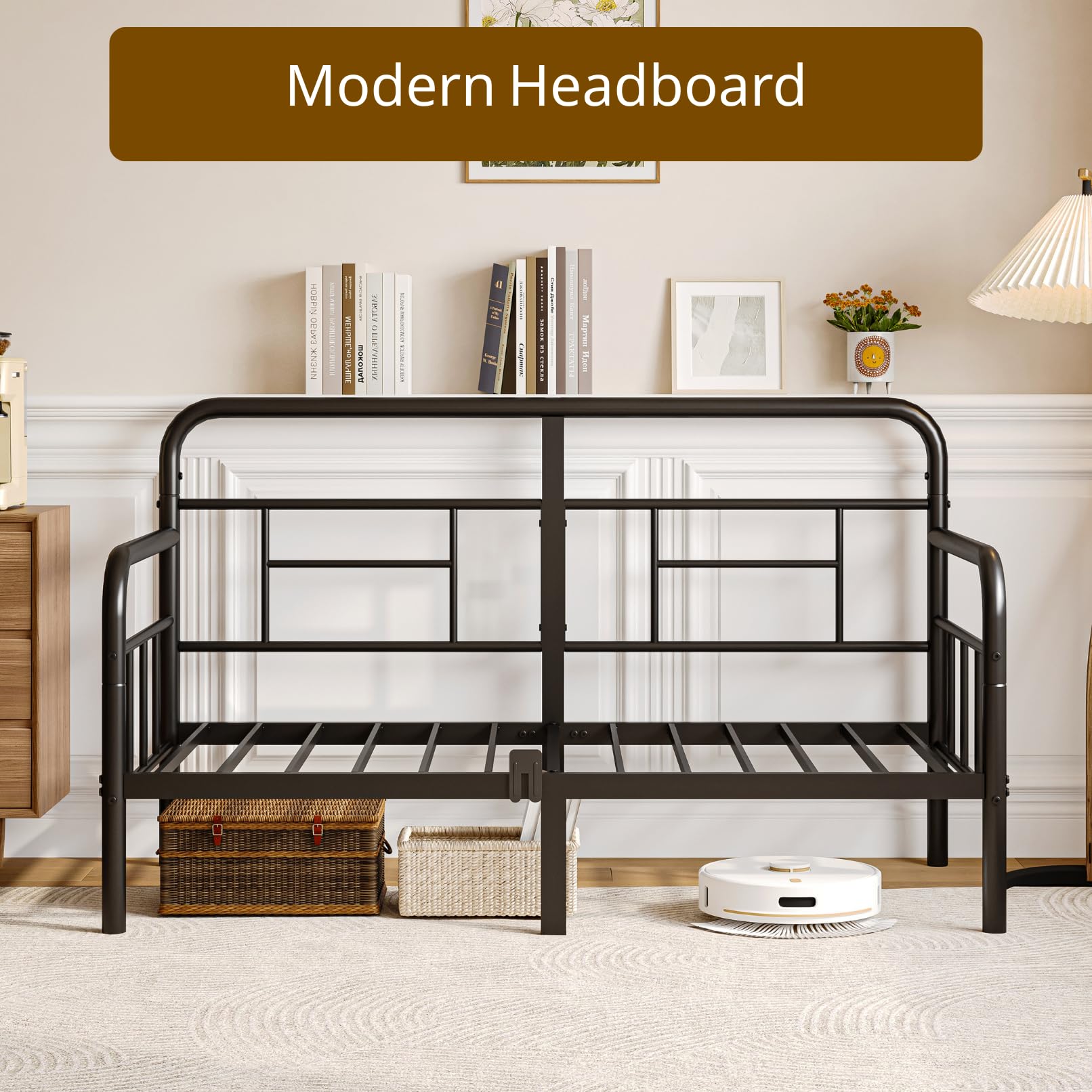 Twin Metal Daybed Frame with Headboard