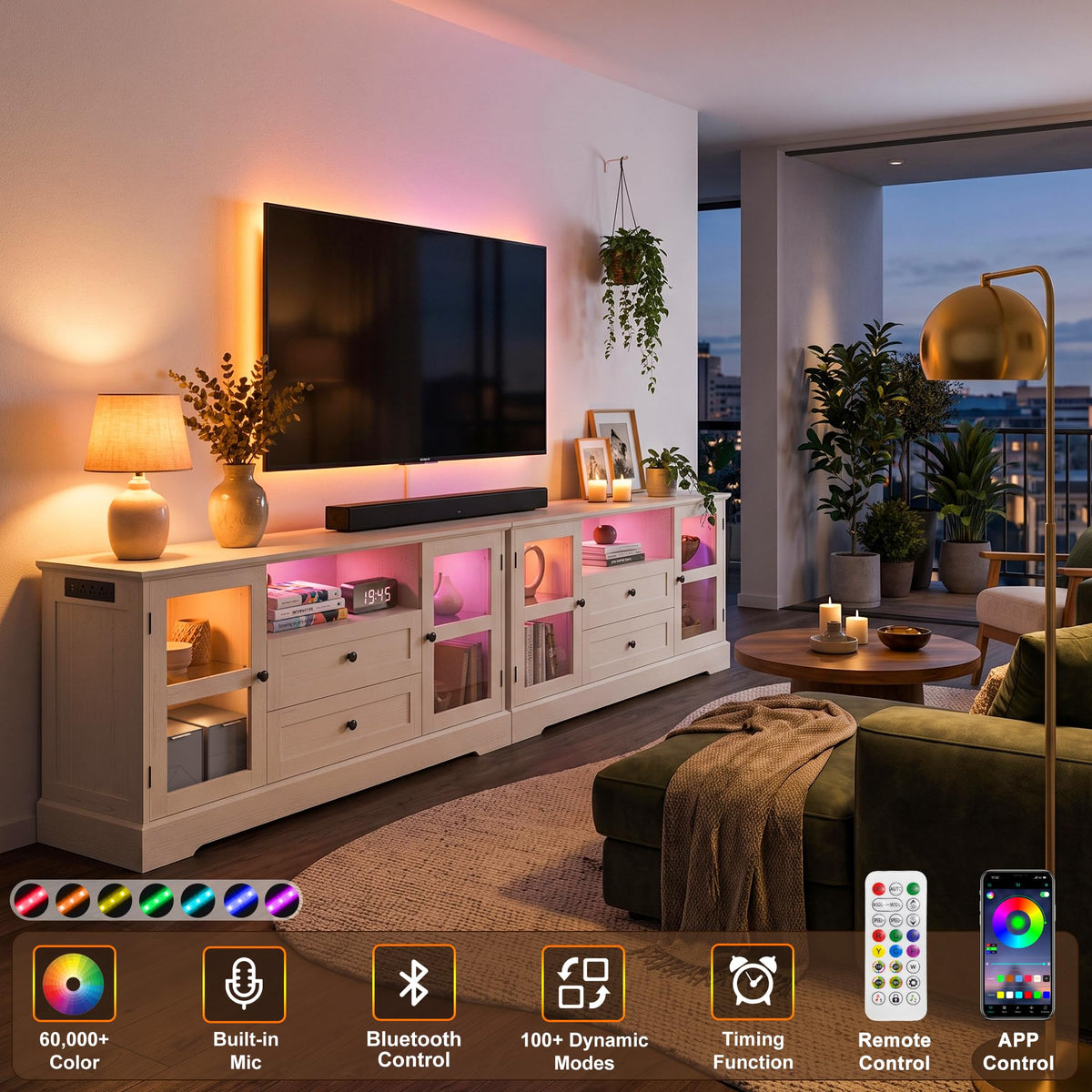 Farmhouse LED TV Stand