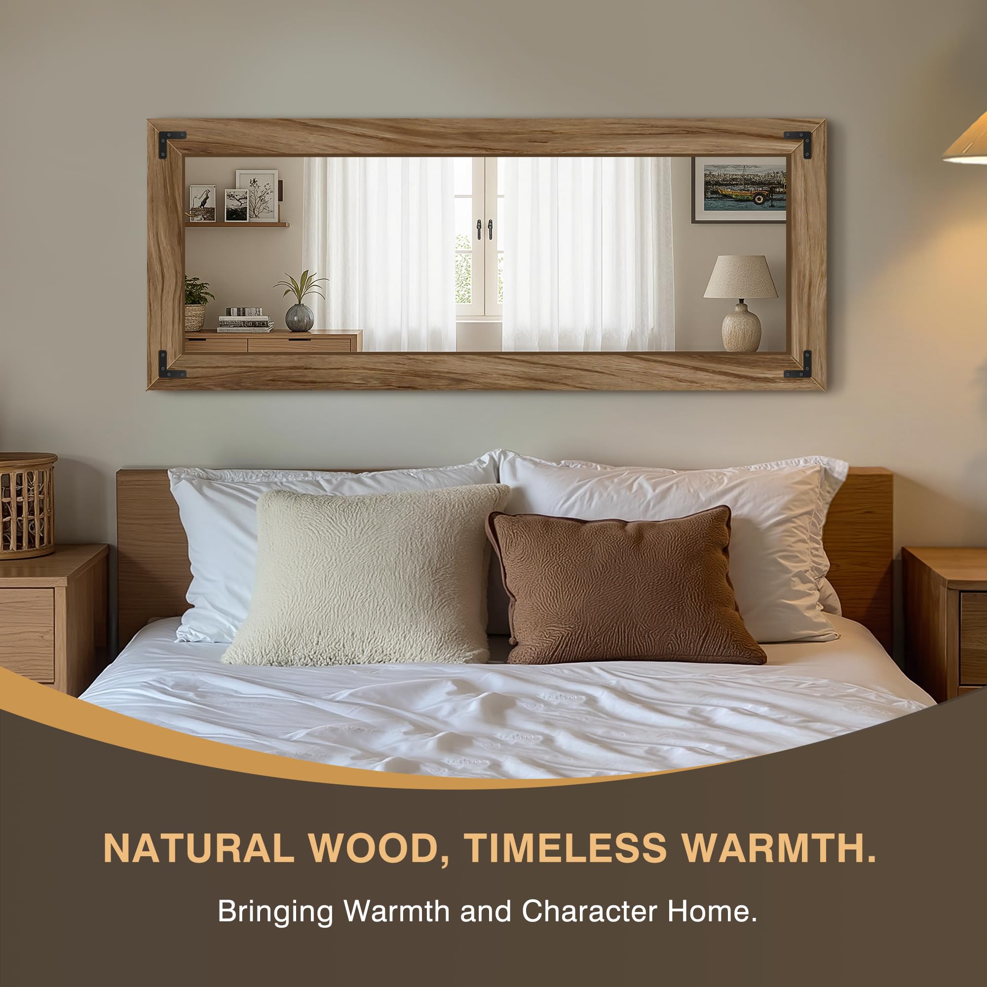 Rustic Farmhouse Wall & Floor Mirror – Solid Wood Frame