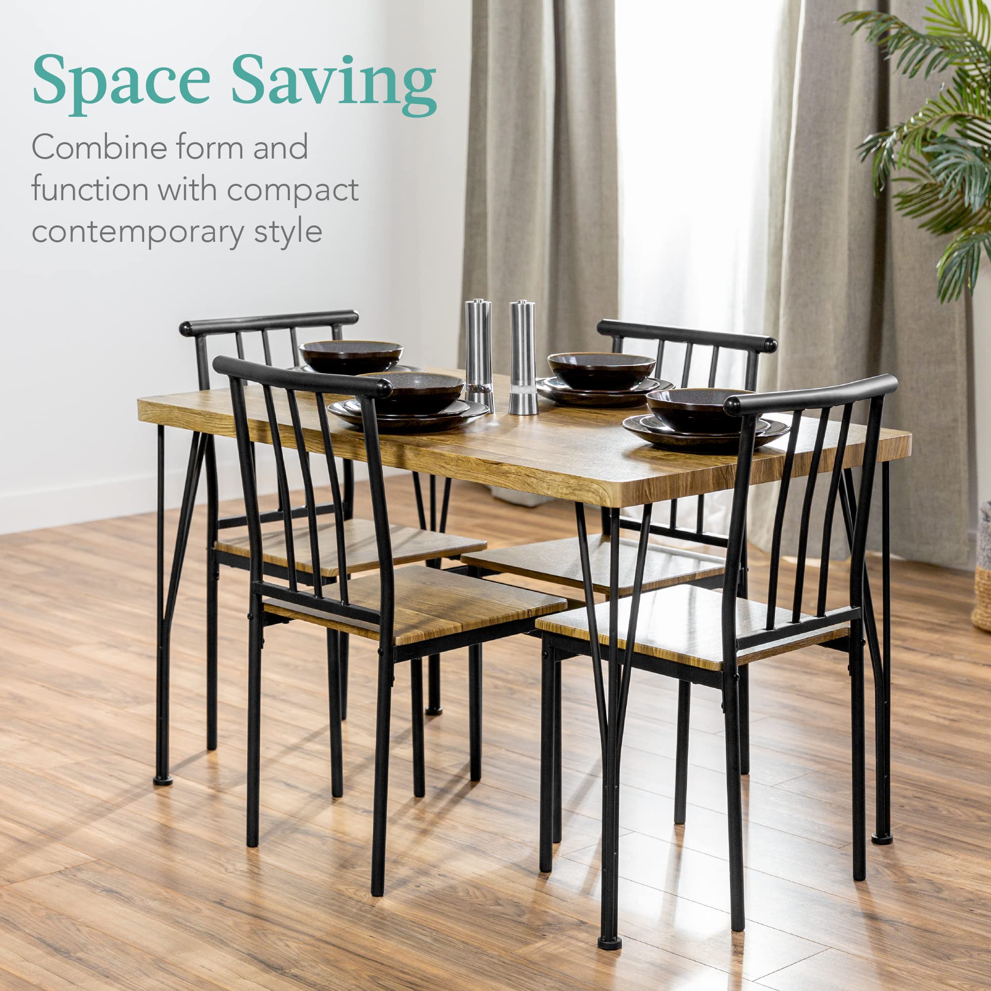 5-Piece Rectangular Dining Table Set with 4 Chairs