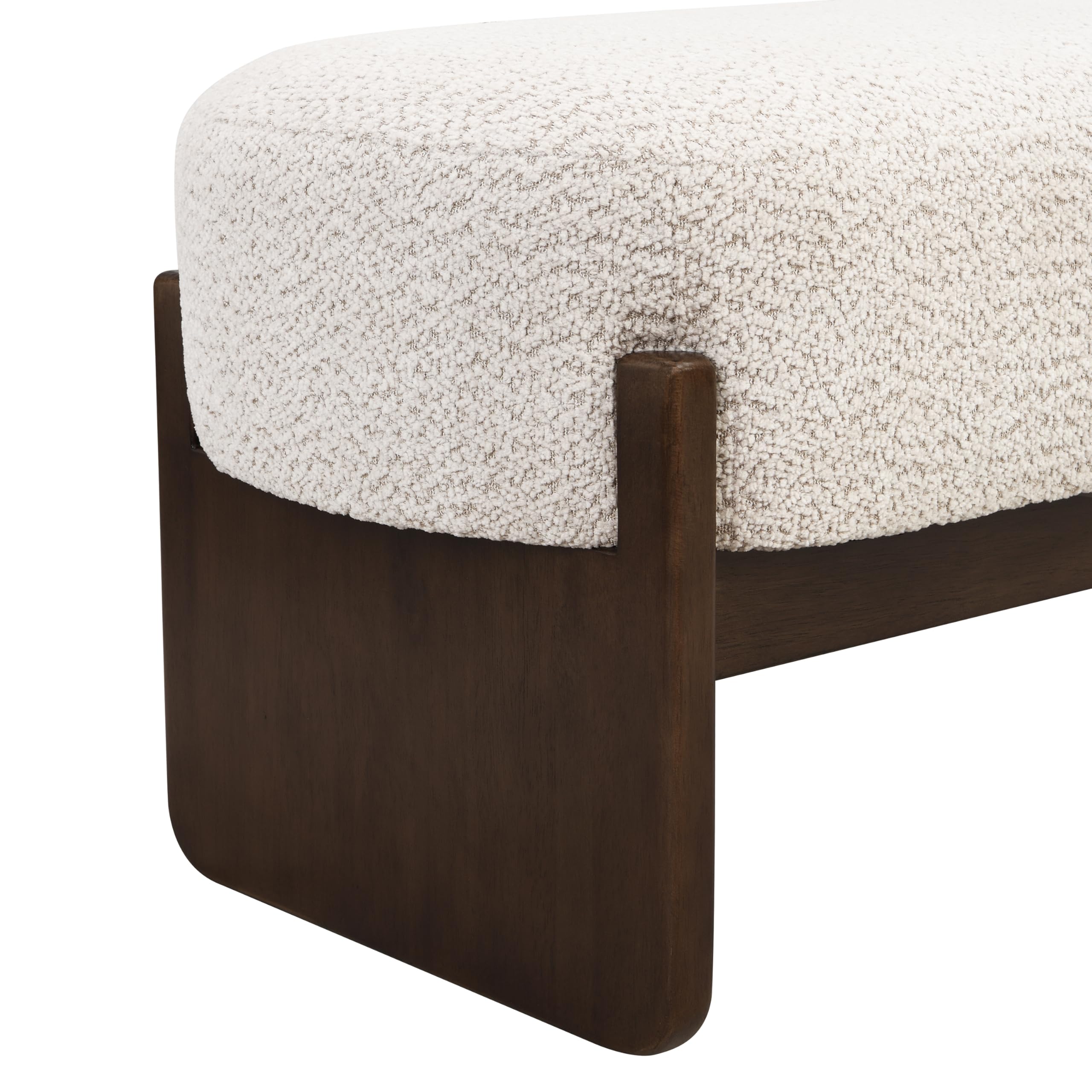 Christopher Knight Home Arden Minimalist Style Rectangular Loop Yarn Fabric Ottoman Bench, Rubberwood Frame, Entryway Bench, Living Room Sofa Extra Seat, End of Bed Footstool, Beige+Brown