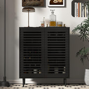 Mid-Century Bar Cabinet with Wine Racks & Slatted Doors