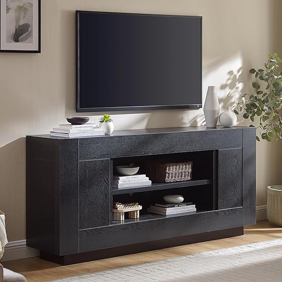 70" TV Stand with Open Storage & Side Cabinets