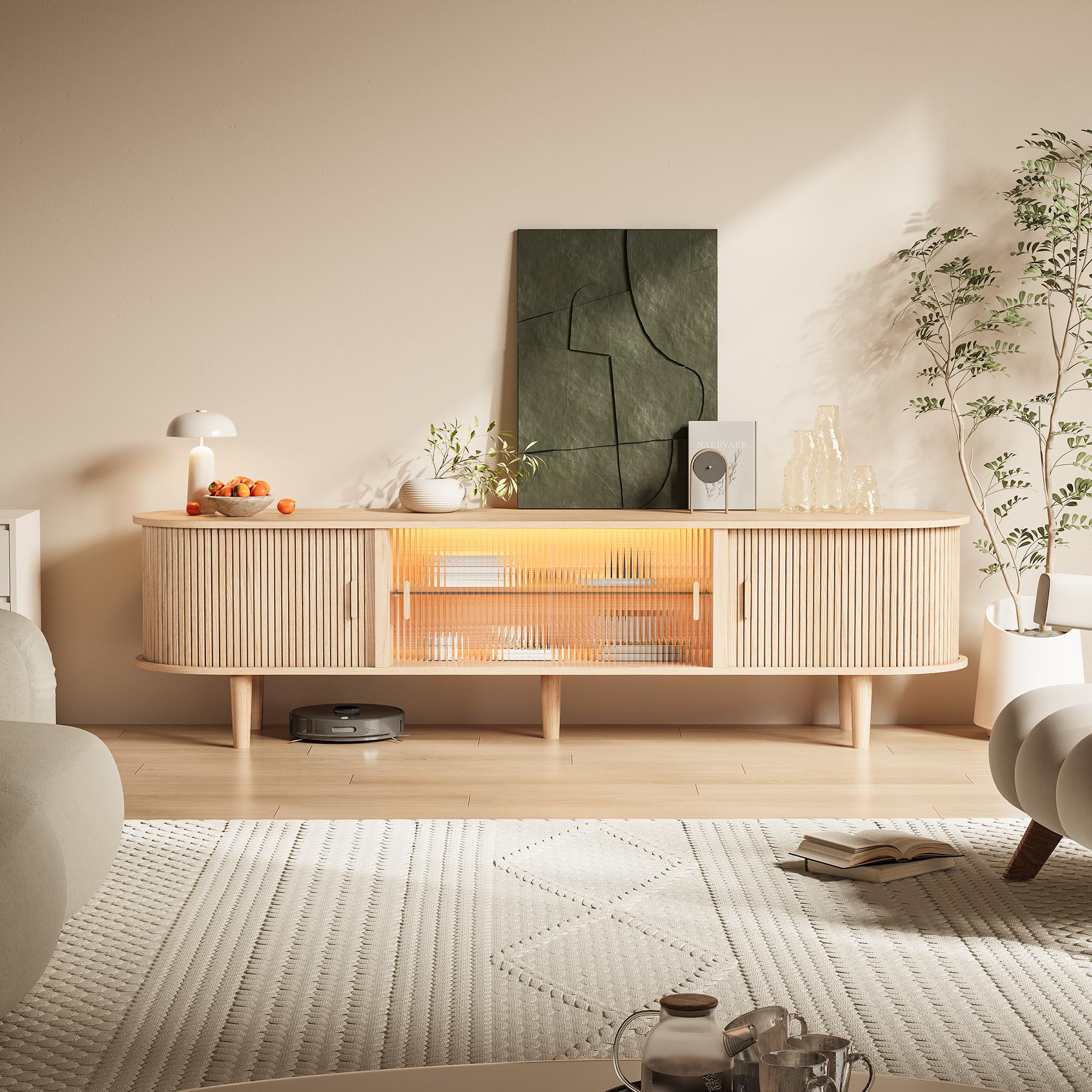 70" Fluted TV Stand with LED Lights