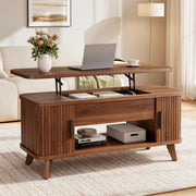 Mid Century Lift Top Coffee Table with Hidden Storage, Brown