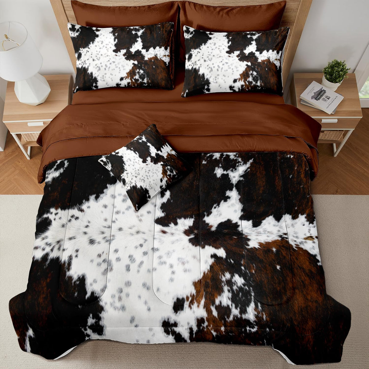 King Cow Print Comforter Set, 8 Pieces