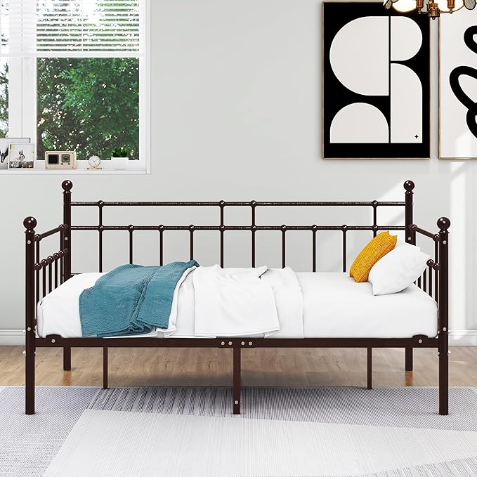 Twin Metal Daybed Frame with Steel Slats