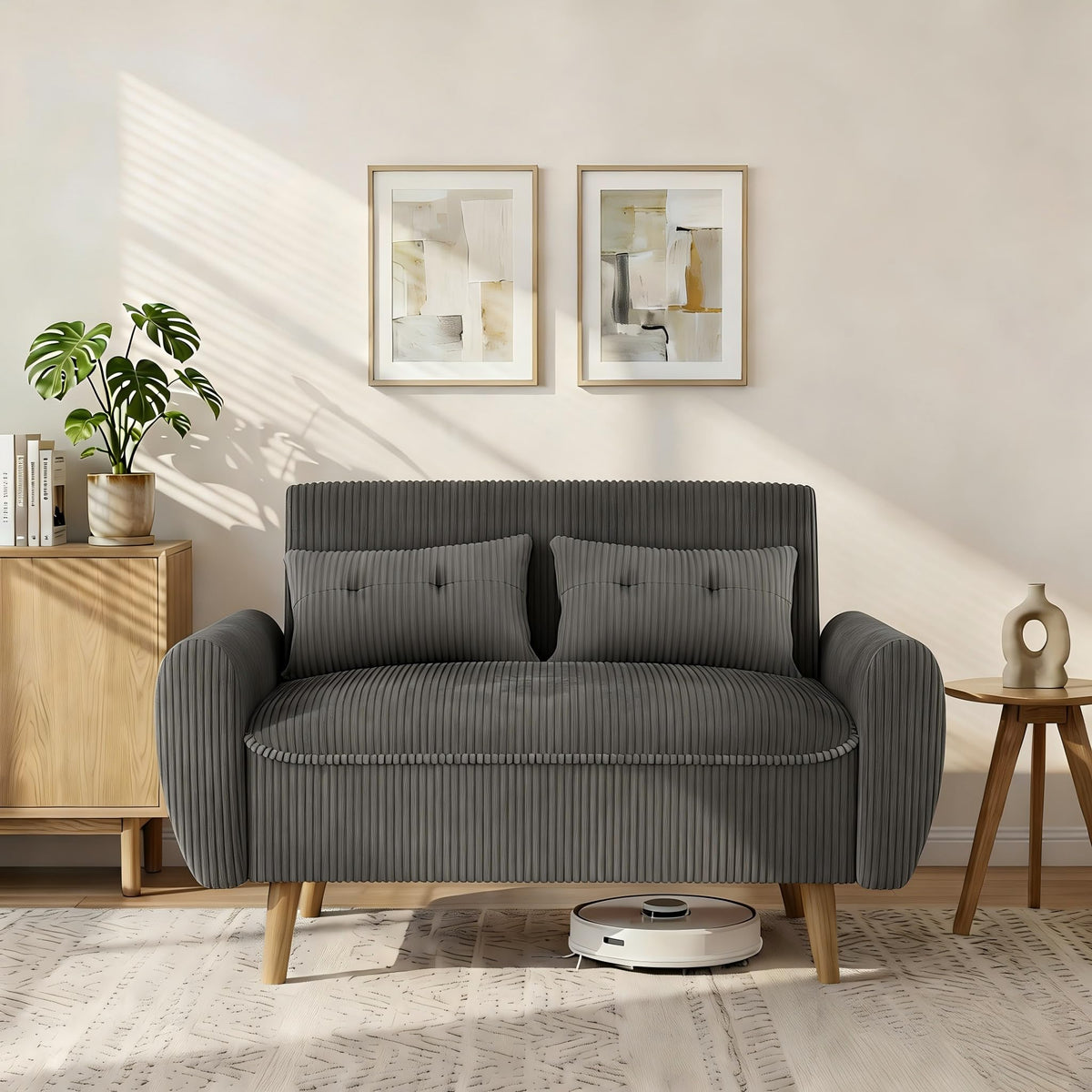 Compact Fabric Loveseat