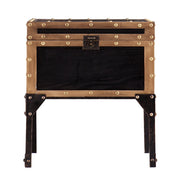 Industrial Travel Trunk End Table with Storage