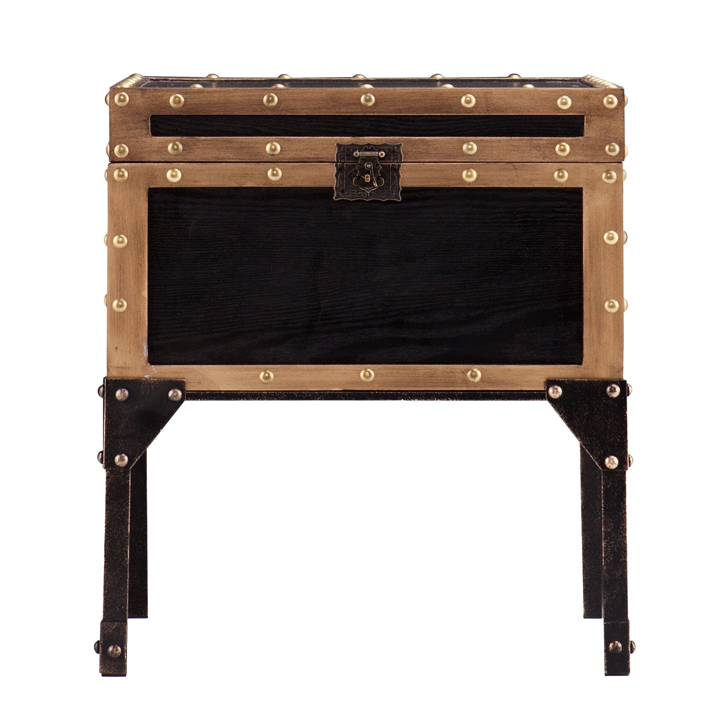 Industrial Travel Trunk End Table with Storage