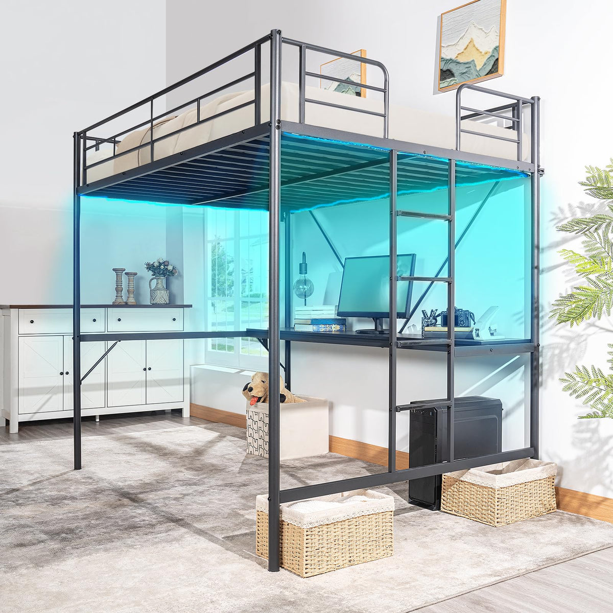 Full Metal Loft Bed with Desk