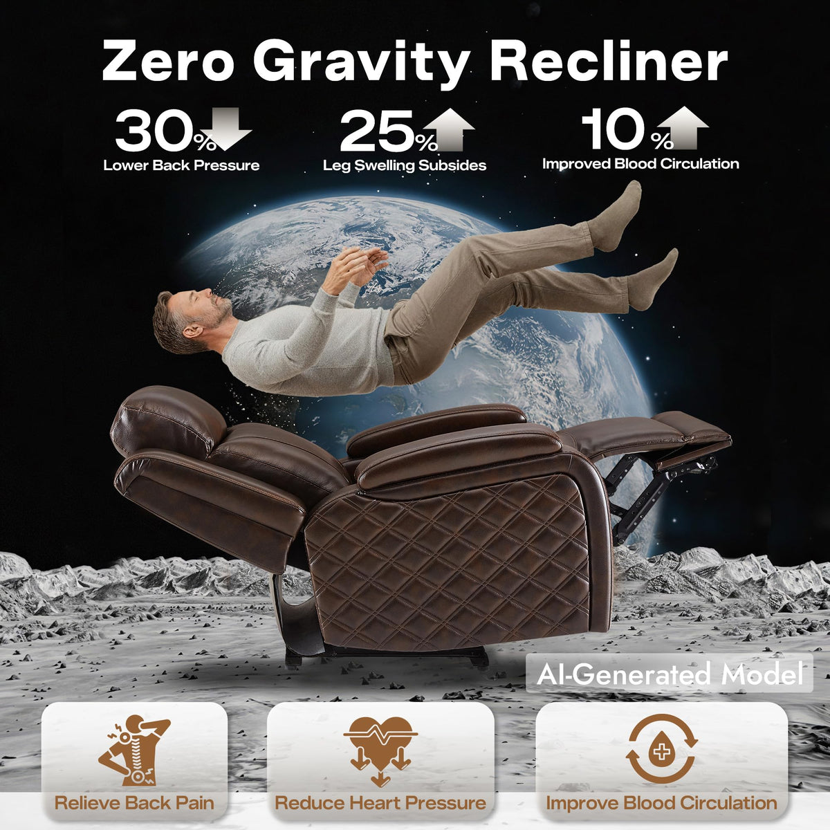 Watson & Whitely Zero Gravity Power Recliner Chair for Adults, Dark Brown