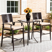 3-Piece Outdoor Bar Set with Stone Crystal Table Top