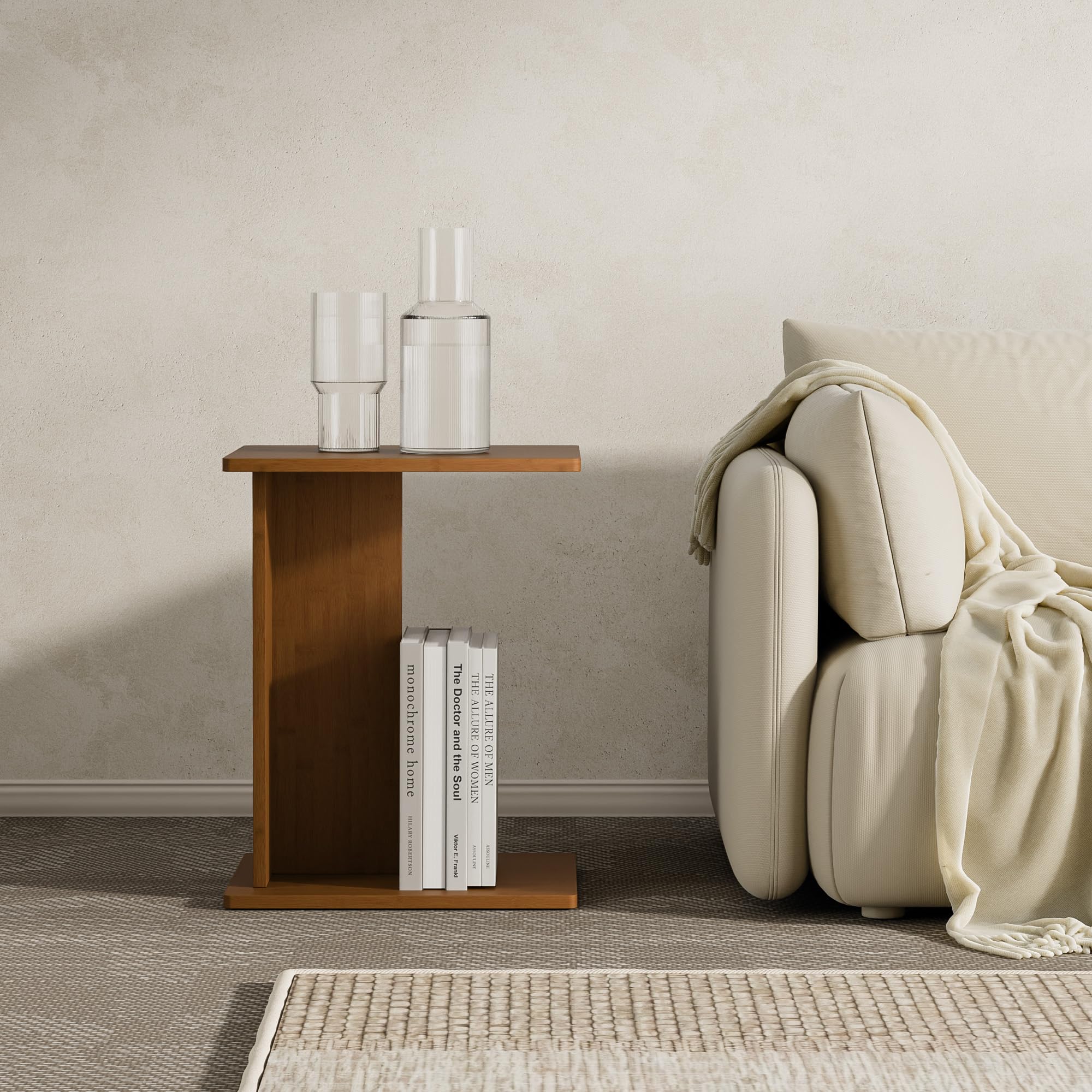 C-Shaped Bamboo End Table Set of 2
