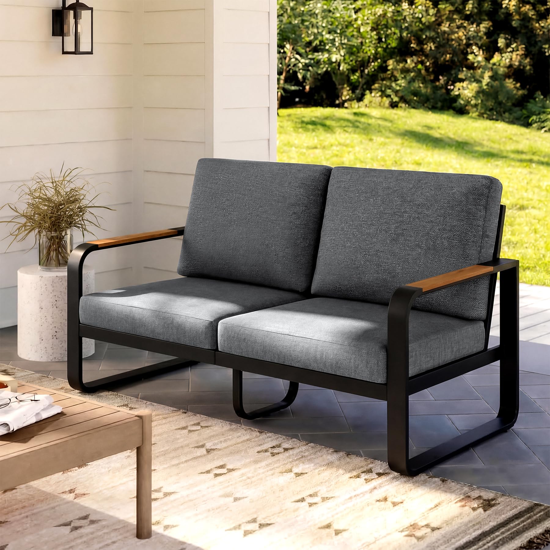 Outdoor Loveseat & 3-Seater Sofa Set with Cushions