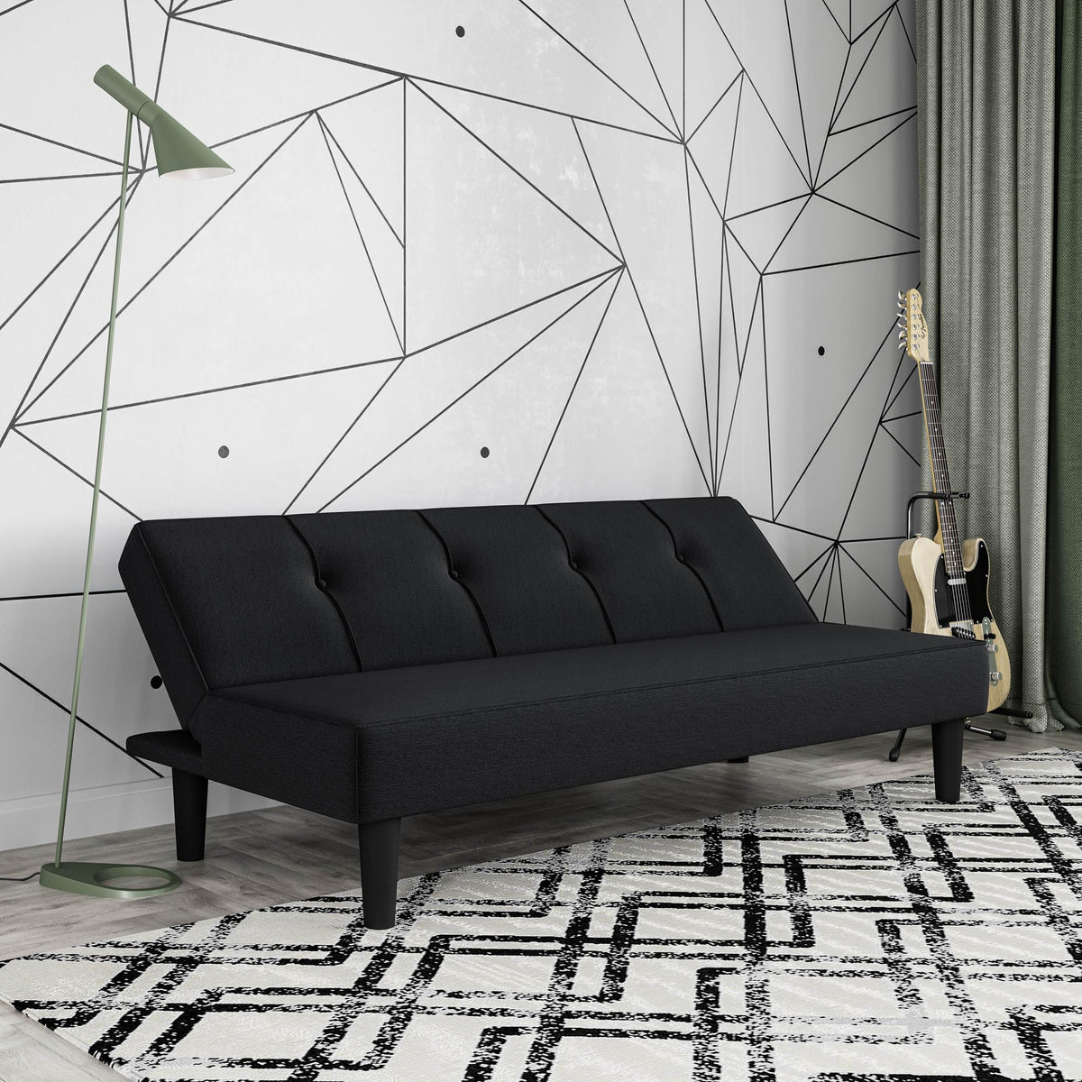Serta Futon Twin Sofa Bed, Smaller, Black