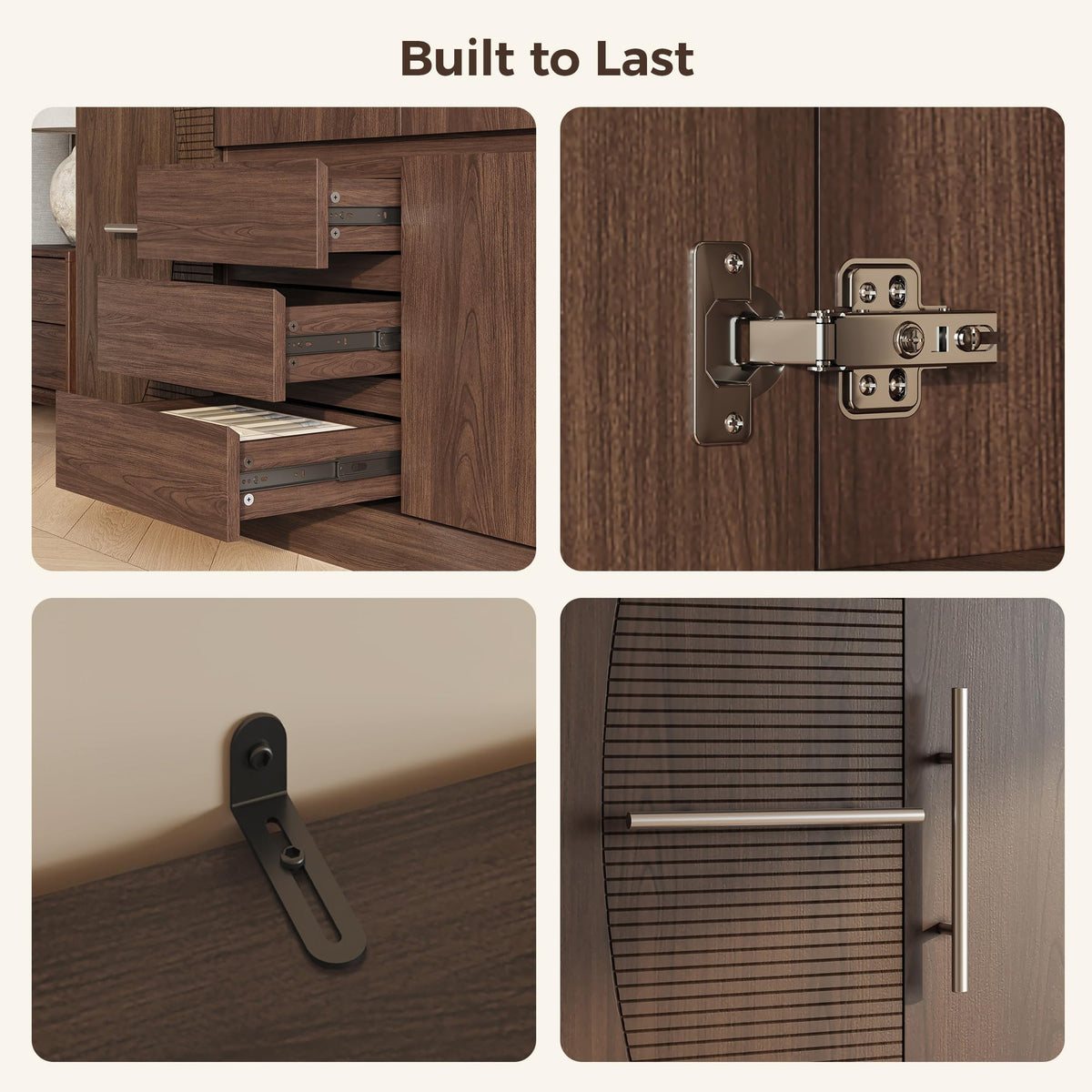 Walnut 5-Door Wardrobe Armoire