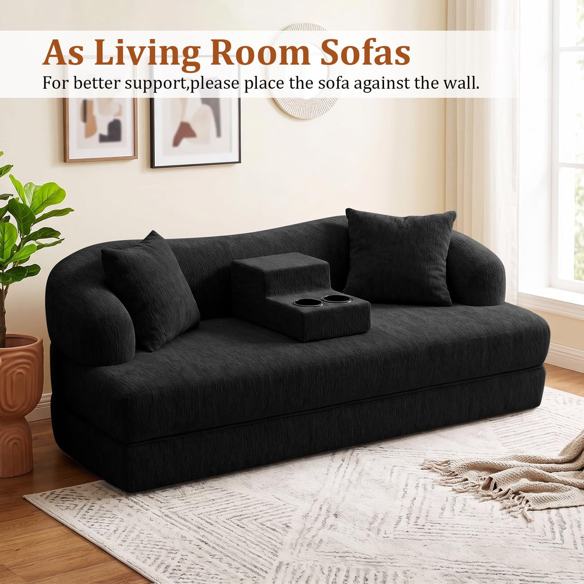 CUBIOU 70" Convertible Sofa Bed, Boneless Futon Sleeper Loveseat Couch