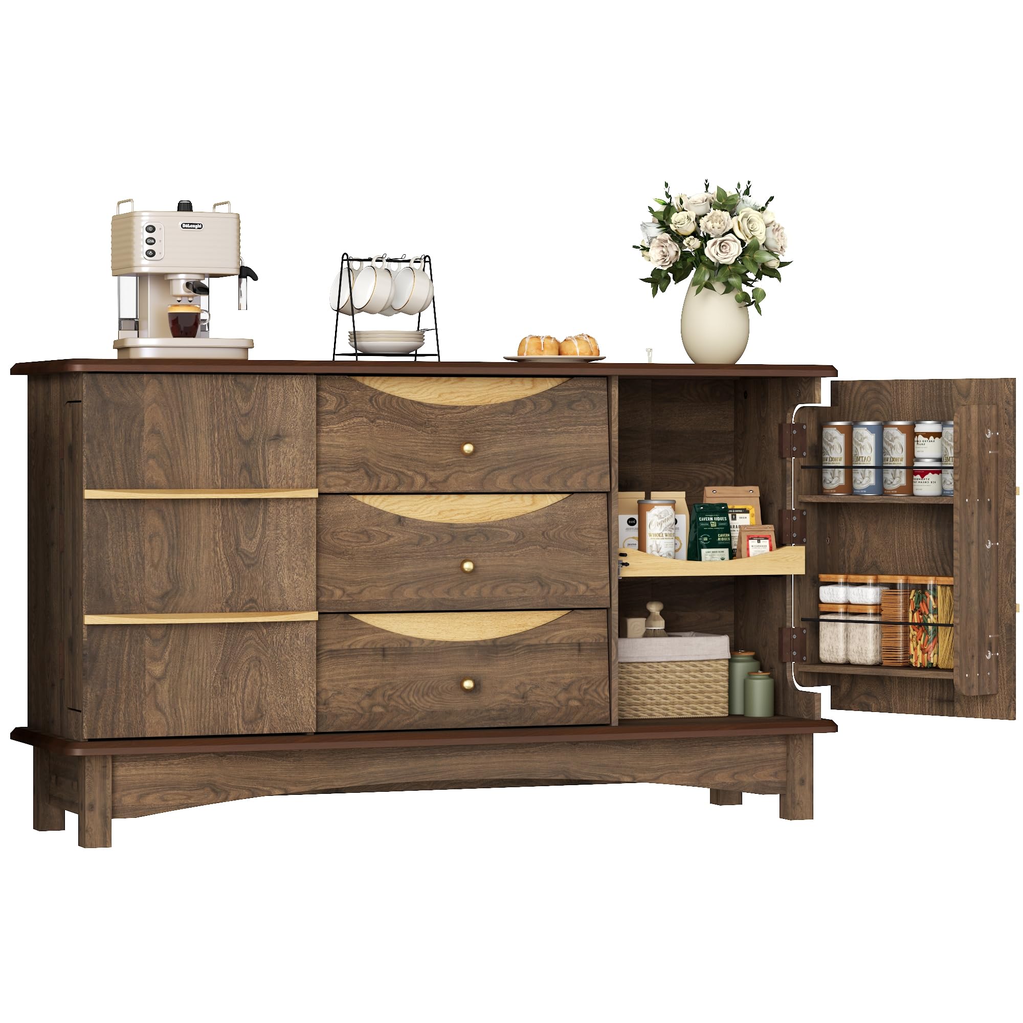 Modern Buffet Cabinet with Drawers & Sliding Tray