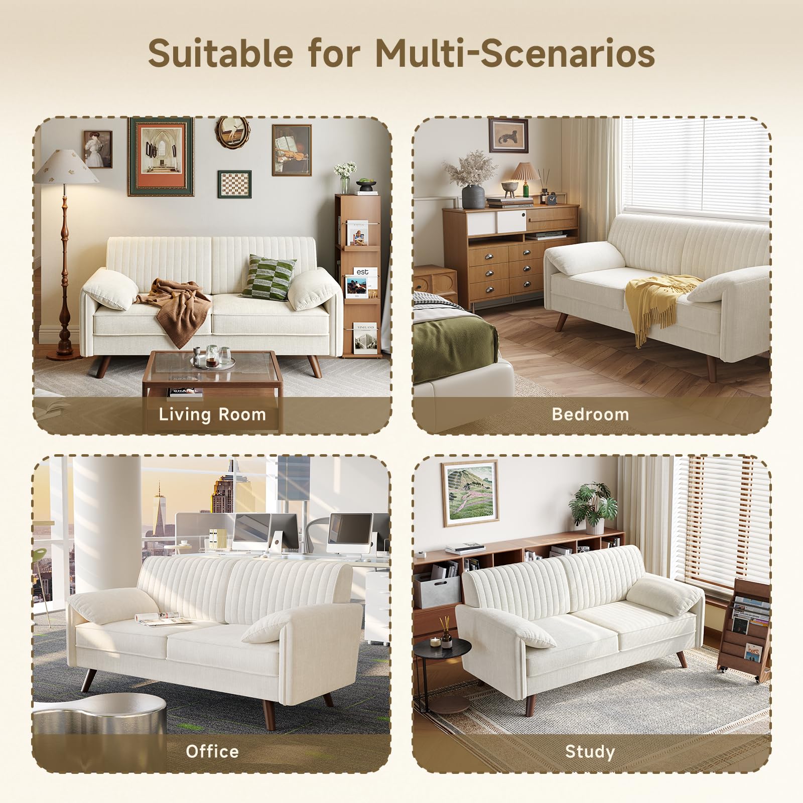 64.5" Loveseat Sofa with Padded Arms