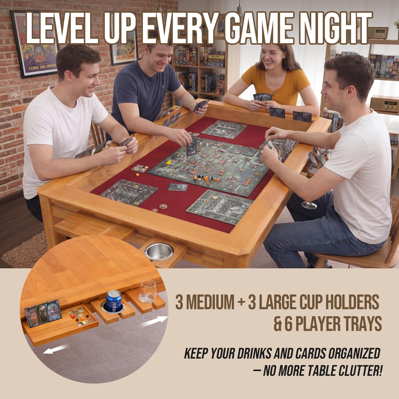 Solid Wood Board Game & Dining Table