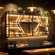 Wall-Mounted Wine Rack with LED Light