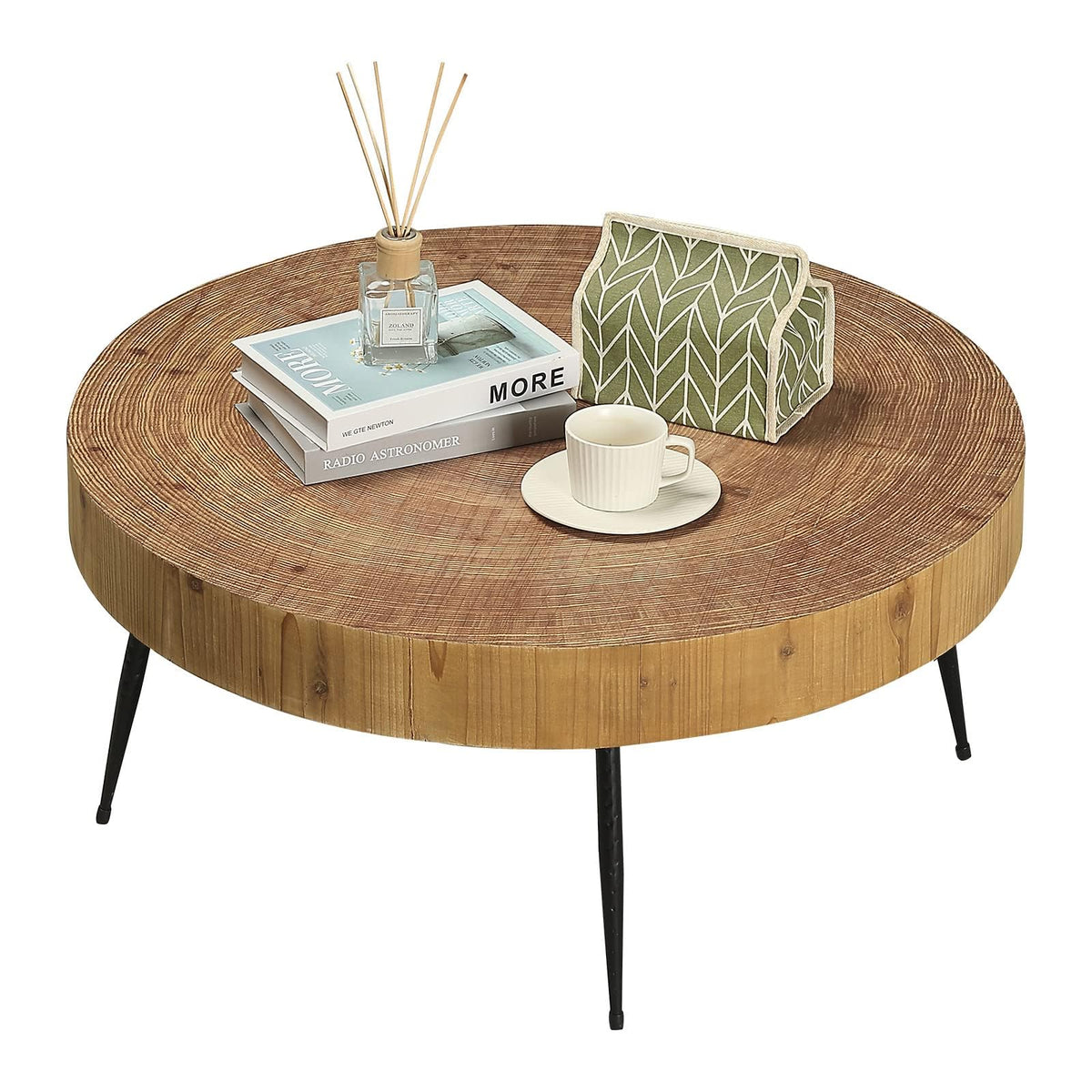 RUSTOWN Farmhouse Round Coffee Table Set of 2, Cocktail Table Sets