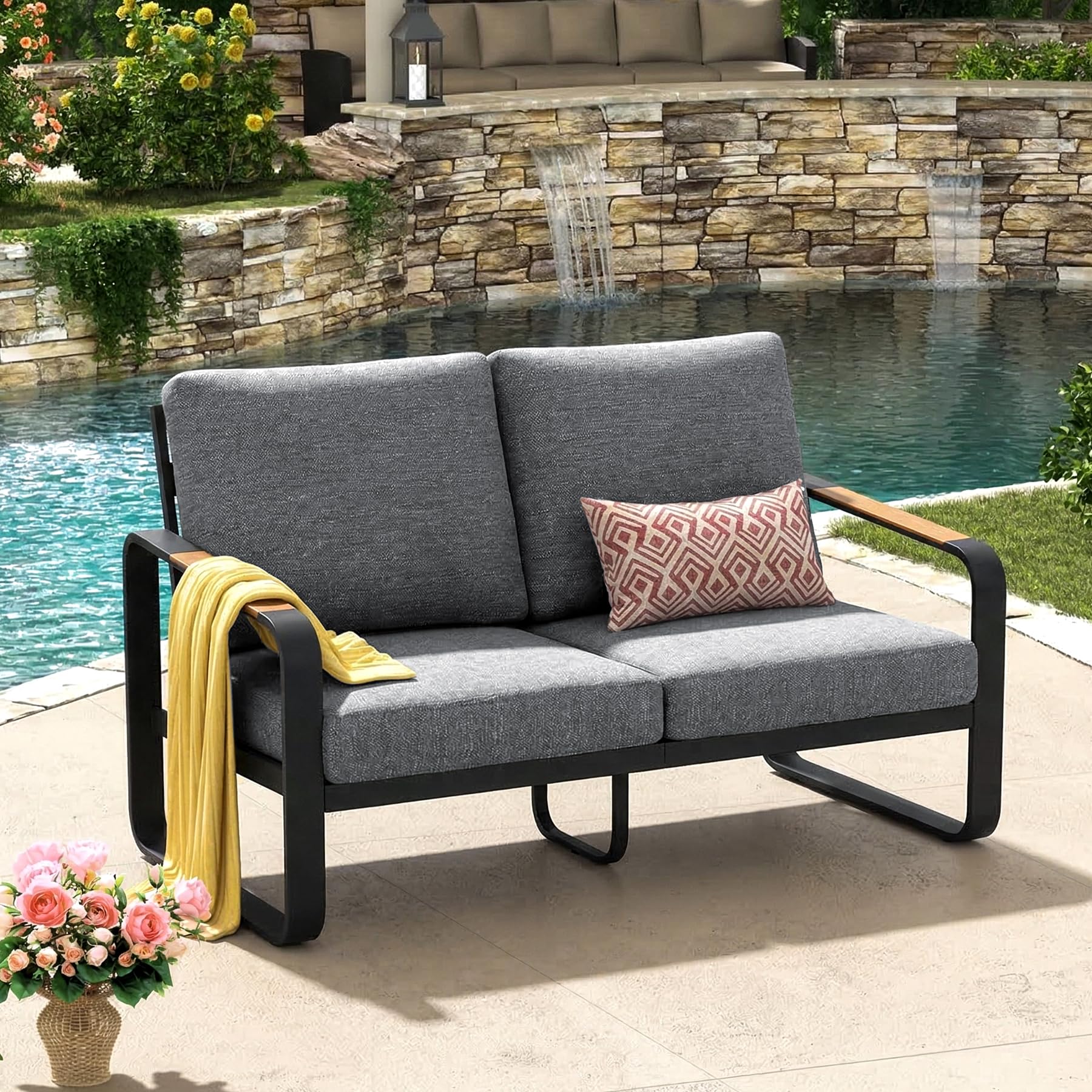 Outdoor Loveseat & 3-Seater Sofa Set with Cushions