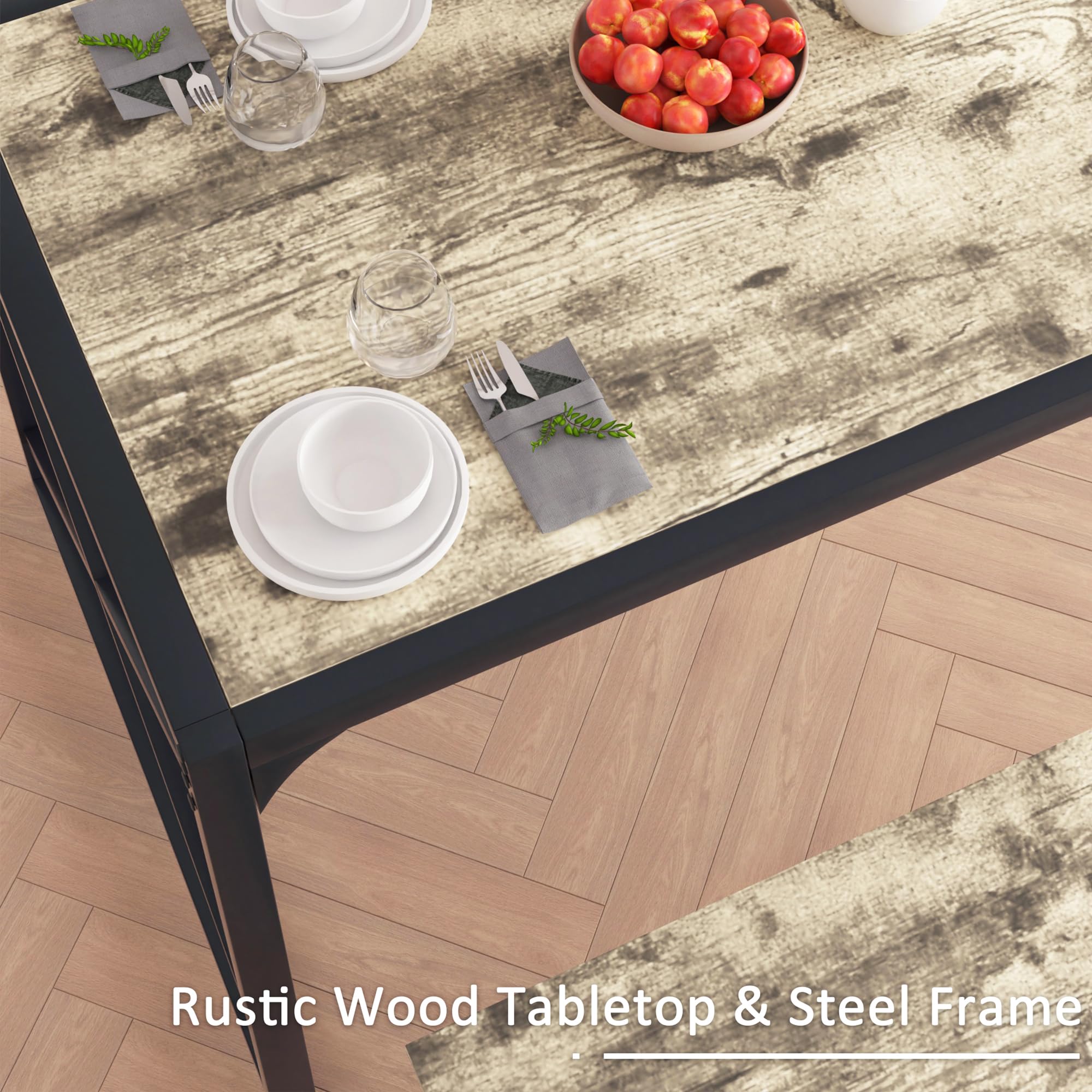 55" Dining Table Set with 2 Benches