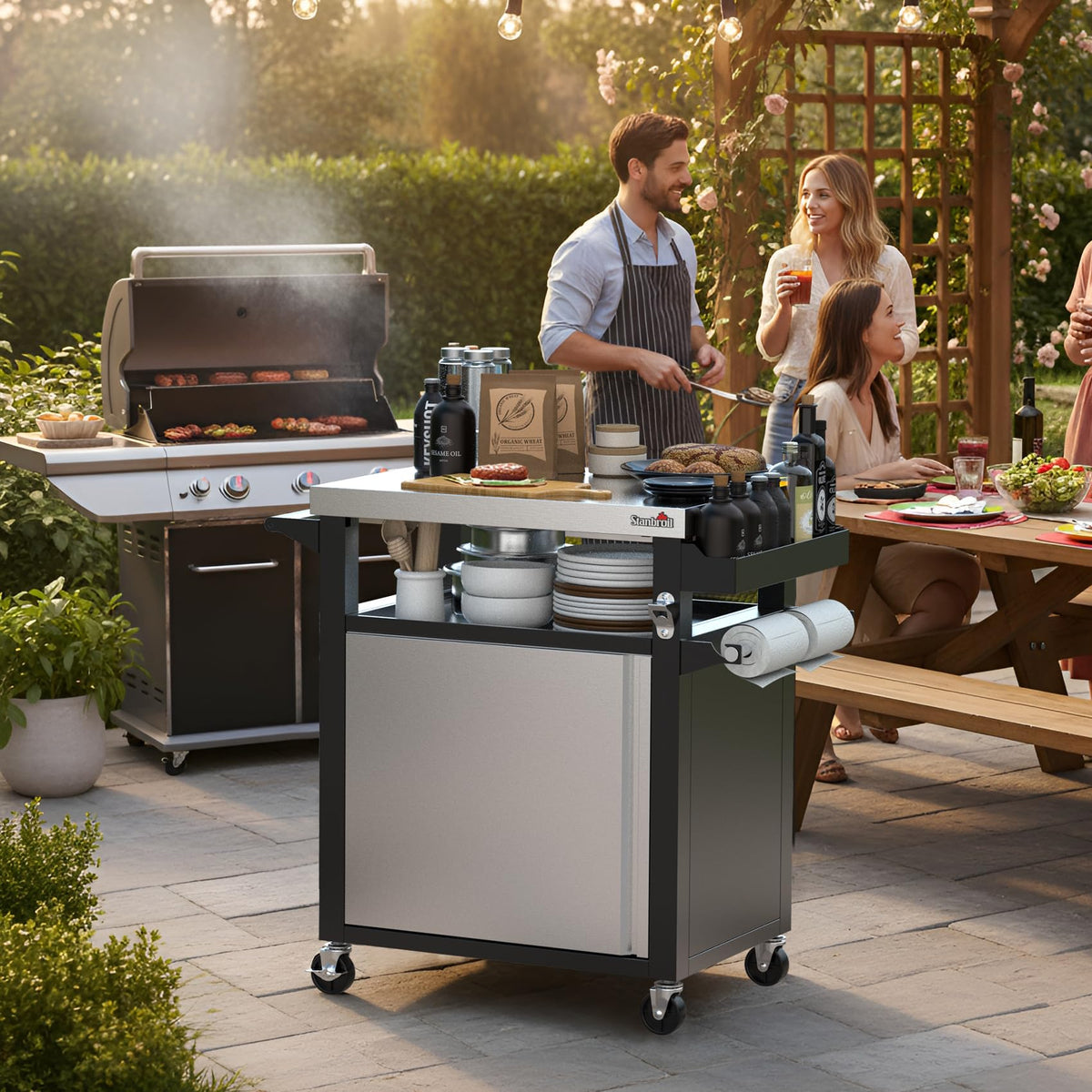 Rolling Grill Prep Cart