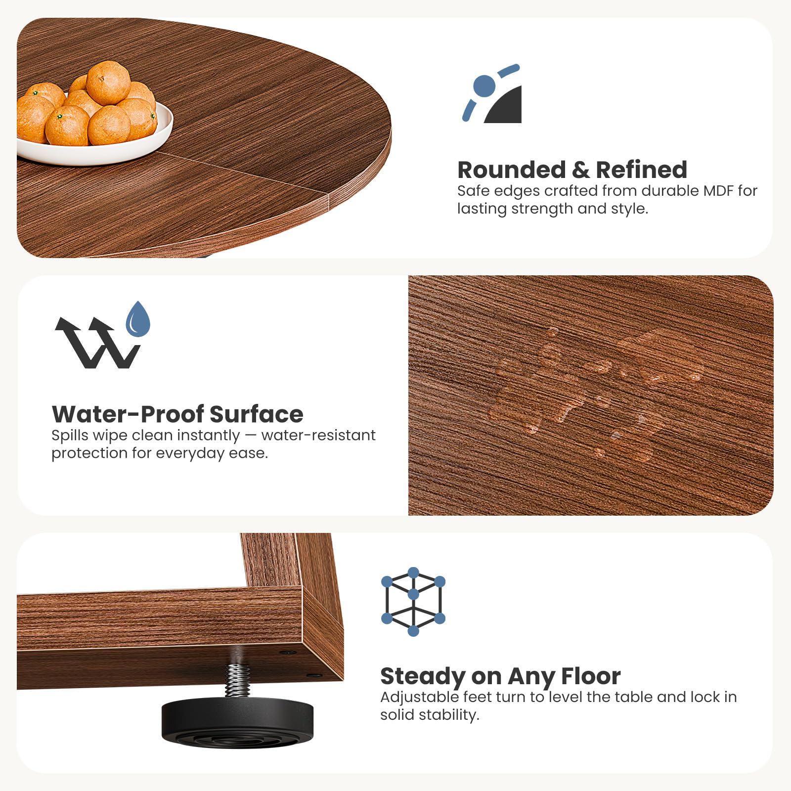 DUMOS Extendable Round Dining Table for 4-8, Modern Kitchen Oval Dinner Table with Storage Shelf, Wood Pedestal Table, Space Saving Modern Style, Brown