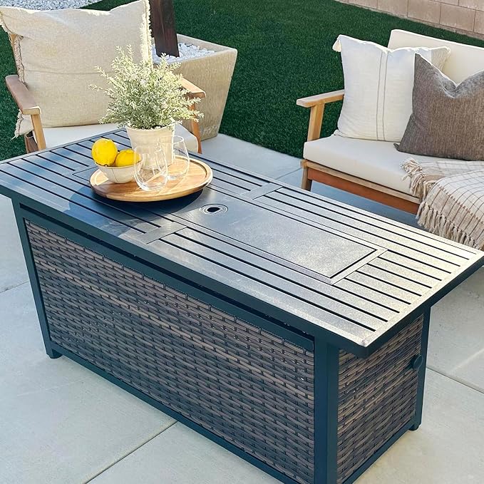 Sophia & William 56 Inch Gas Fire Pit Table,Rectangular Propane Fireplace