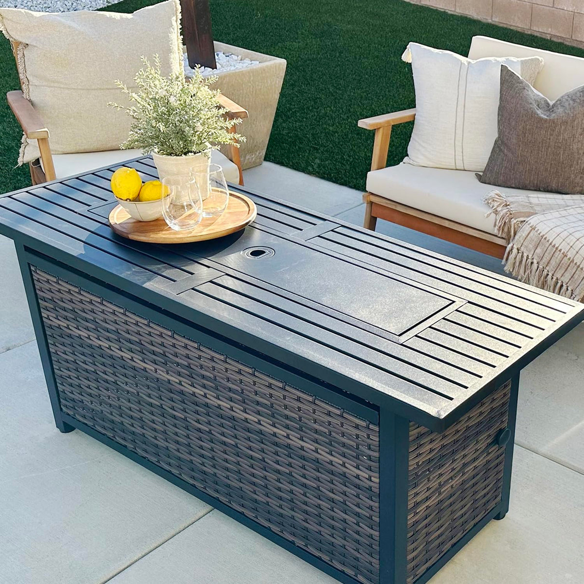Sophia & William 56 Inch Gas Fire Pit Table,Rectangular Propane Fireplace
