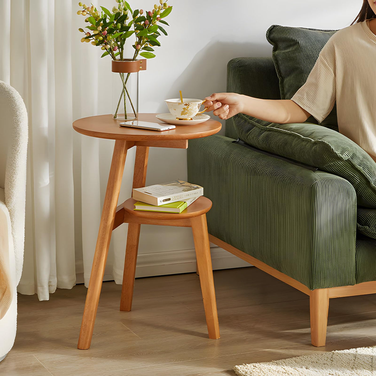 Round Wood Side Table