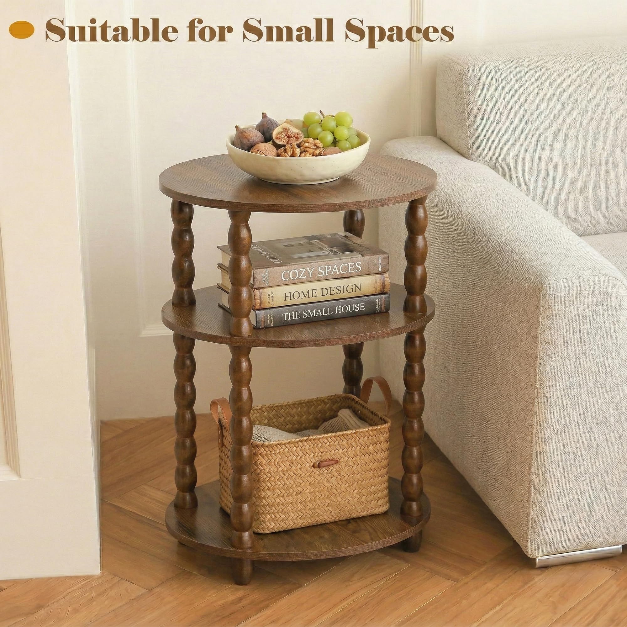 3-Tier Side Table with Storage Shelves