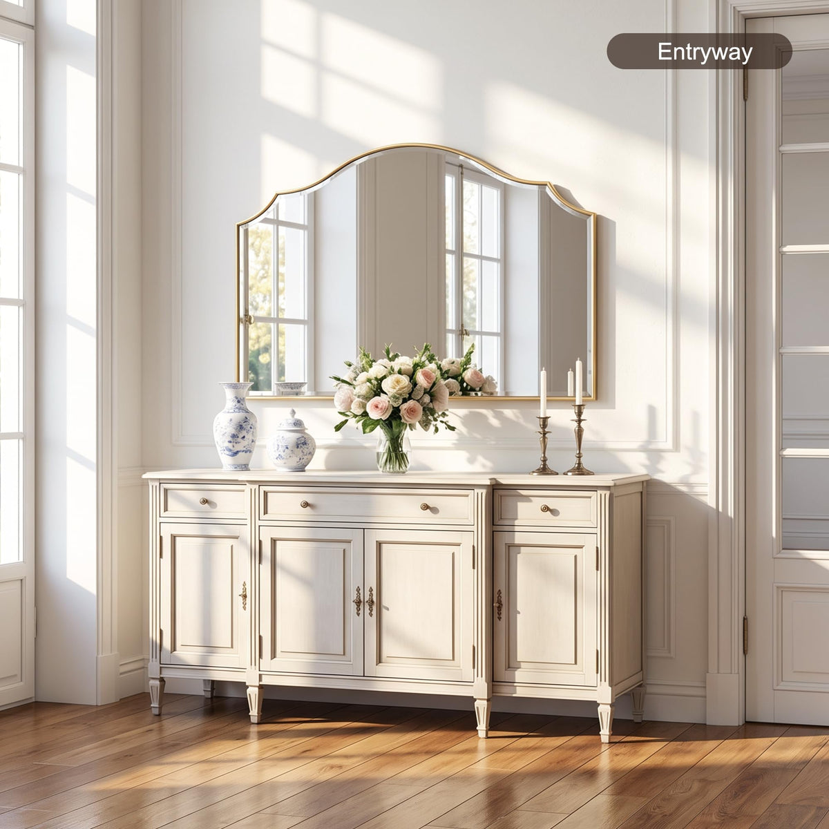 Gold Scalloped Arched Wall Mirror