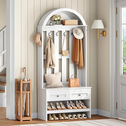Arched Hall Tree with Storage Bench