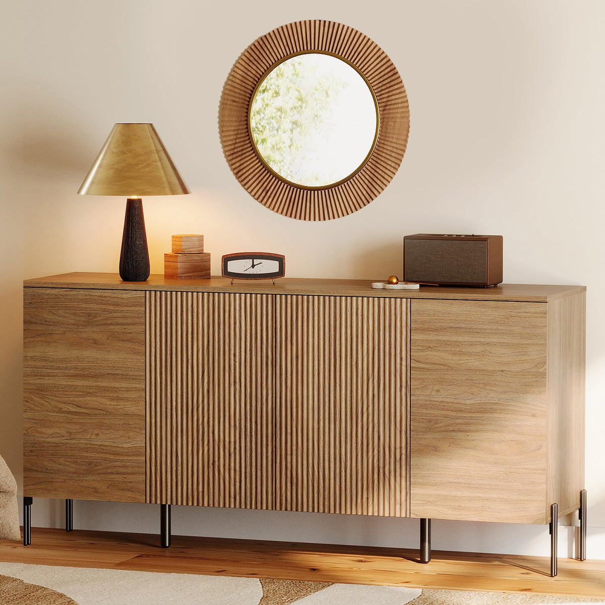 Fluted Buffet Cabinet with 4 Doors