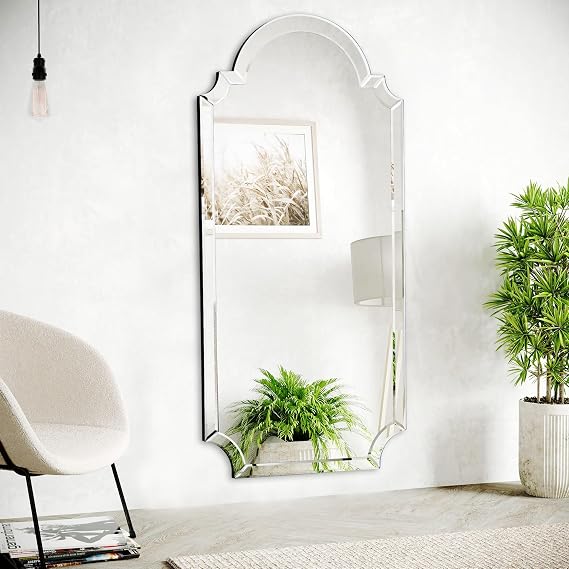 Arched Wall Mirror with Beveled Glass Edge