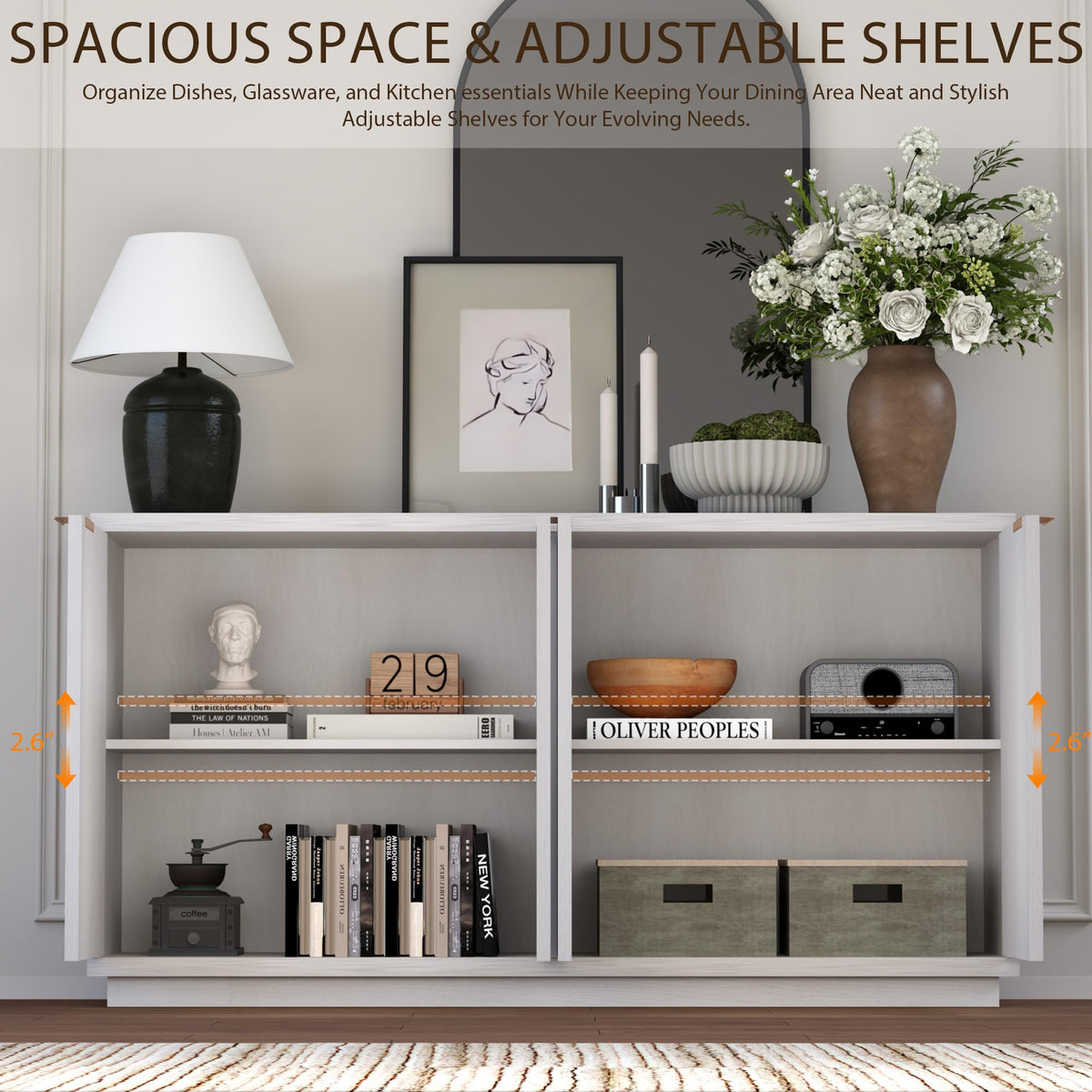 White Oak Geometric Sideboard