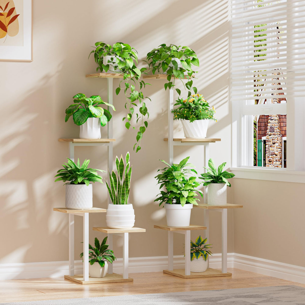 5-Tier Plant Stands with Grow Lights, Set of 2