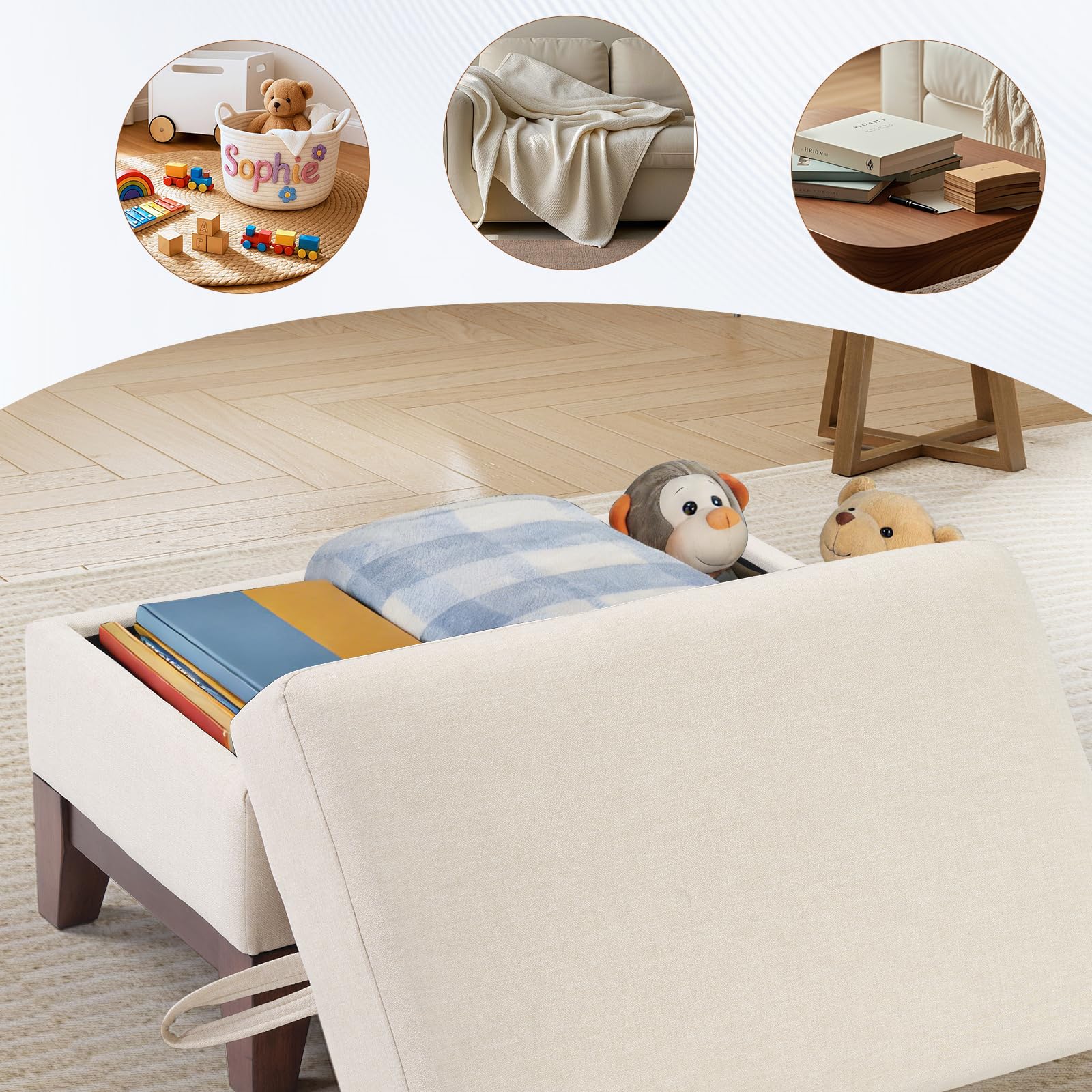 4-Piece Living Room Sofa Set with Storage Ottoman