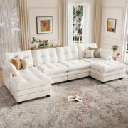 Modular Sectional Sofa with 2 Movable Ottomans