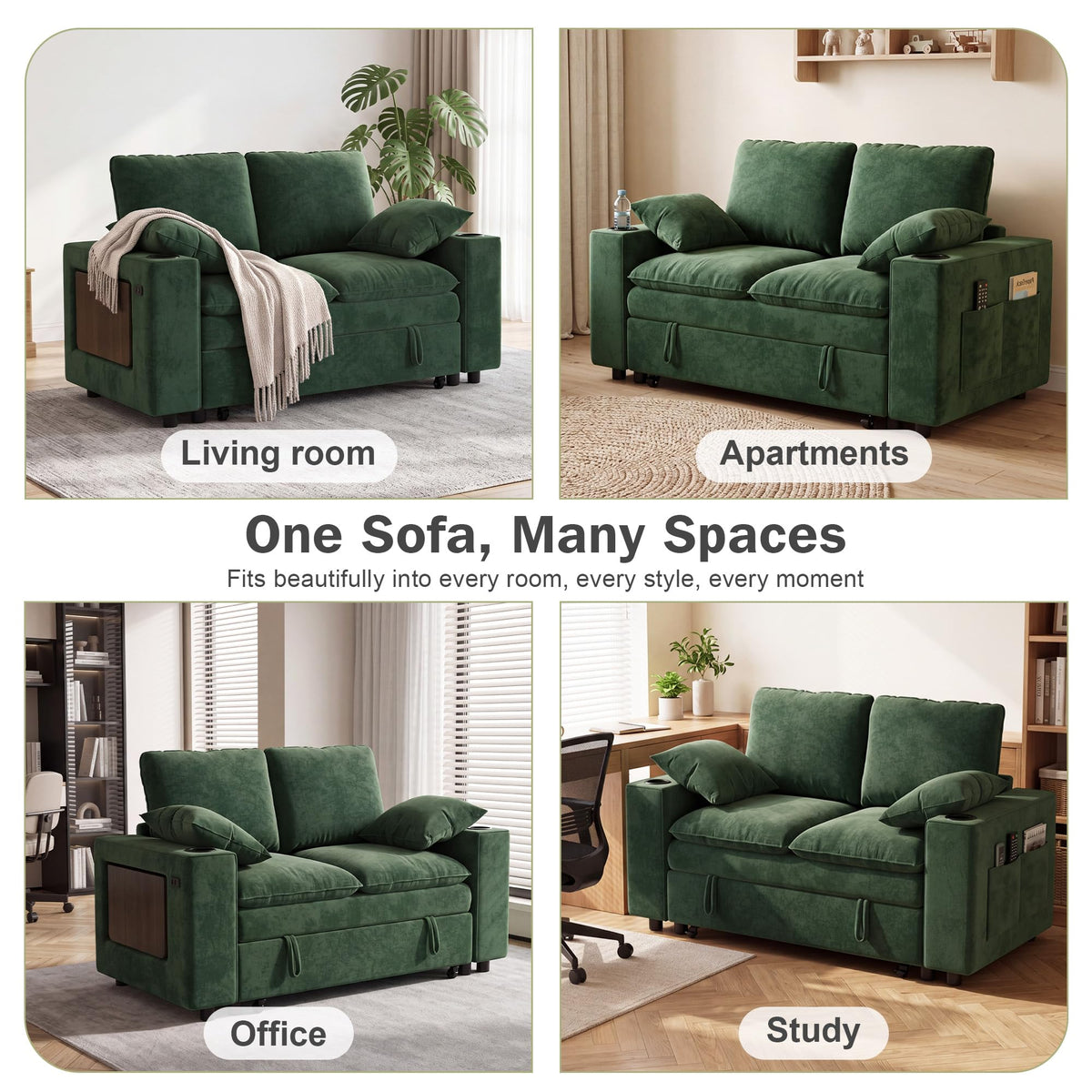 Chenille Loveseat Sleeper Sofa