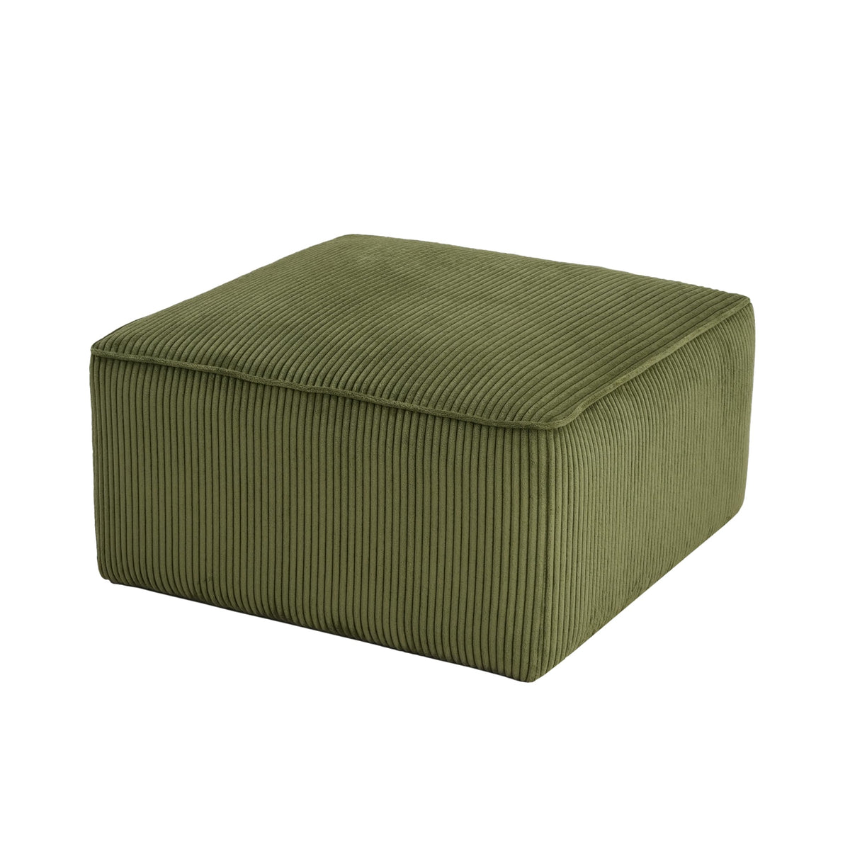 Christopher Knight Home Kyle Corduroy Woven Upholstery Square Ottoman, Living Room Sofa Ottoman with Wood Frame, Comfy Seating Experience with Dense Foam Padding, Non-Marking Foot Caps, Olive Green