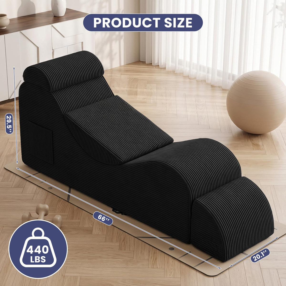 Corduroy Yoga Lounge Chair with Ottoman