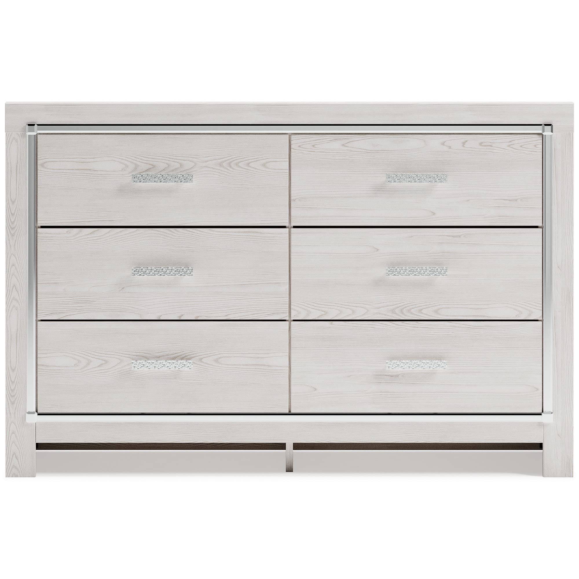 Signature Design by Ashley Altyra Modern Glam 6 Drawer Dresser, Whitewash