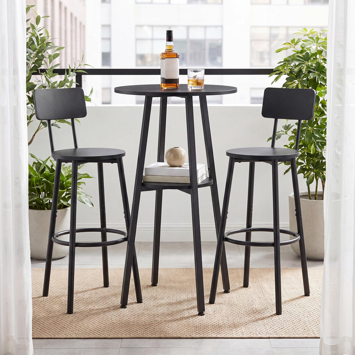Round Bar Table and Stools Set