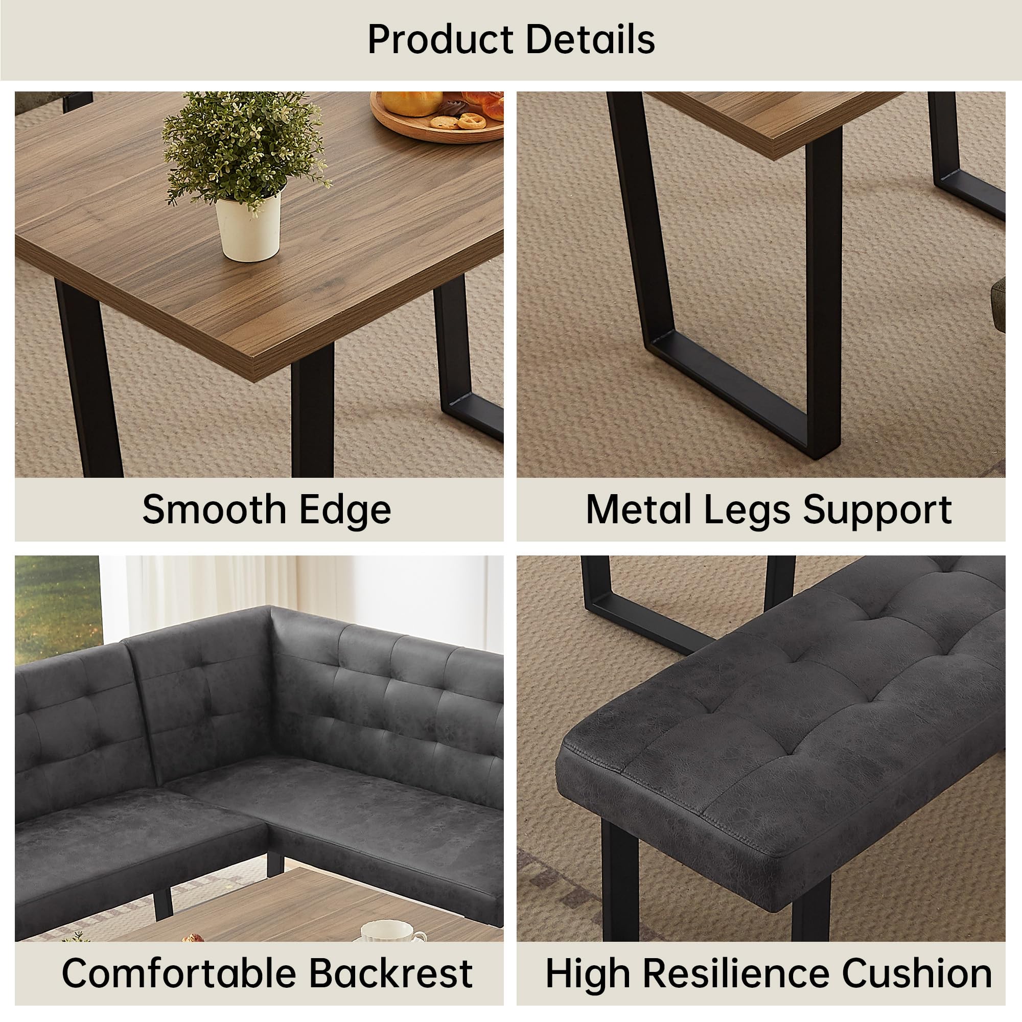 Corner Dining Table Set with Bench